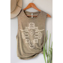 Load image into Gallery viewer, AZTEC COW SKULL MINERAL GRAPHIC TANK TOP