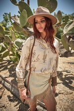 Load image into Gallery viewer, Western Printed Ruffle Cuff Shirt