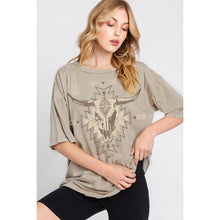 Load image into Gallery viewer, WESTERN STYLE LONGHORN SKULL AZTEC GRAPHIC TEE
