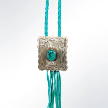 Load image into Gallery viewer, Braided Turquoise Genuine Leather Necklace/Bolo
