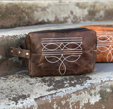 Load image into Gallery viewer, BootStitch Brown Tooled &amp; Leather Toiletry Bag   
