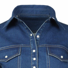 Load image into Gallery viewer,  TuffRider Stone Washed Western Stretch Denim Shirt With Pearl Snaps
