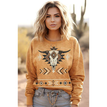 Load image into Gallery viewer, COW SKULL AZTEC MINERAL GRAPHIC SWEATSHIRTS
