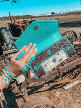 Load image into Gallery viewer, Turquoise Cowhide Wallet
