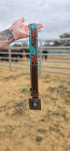 Load image into Gallery viewer, Turquoise Whipstitch Belt with Buckle
